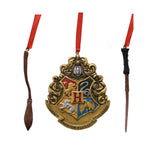 Hängendes Ornament: Harry Potter, 3 Stück, Kunststoff, Zauberstab, Schild und Besen