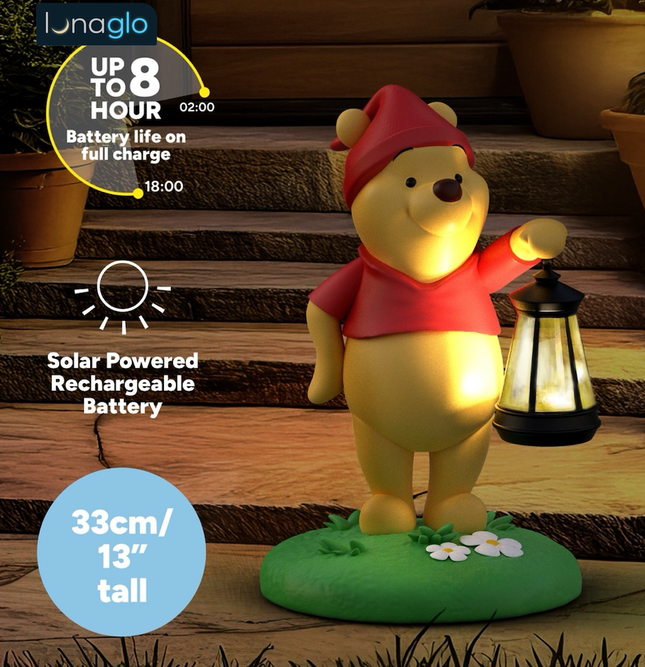 Gartenfigur: Winnie Puuh LunaGlo – Solarleuchte für Außenbereich, 26 cm