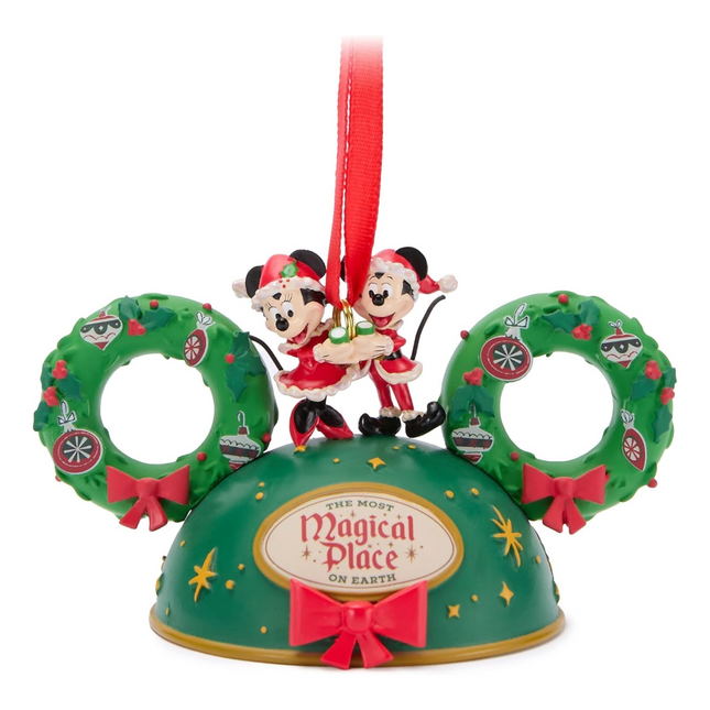 Ornament: Mickey und Minnie Maus Festlicher Ohrenmützen-Ornament